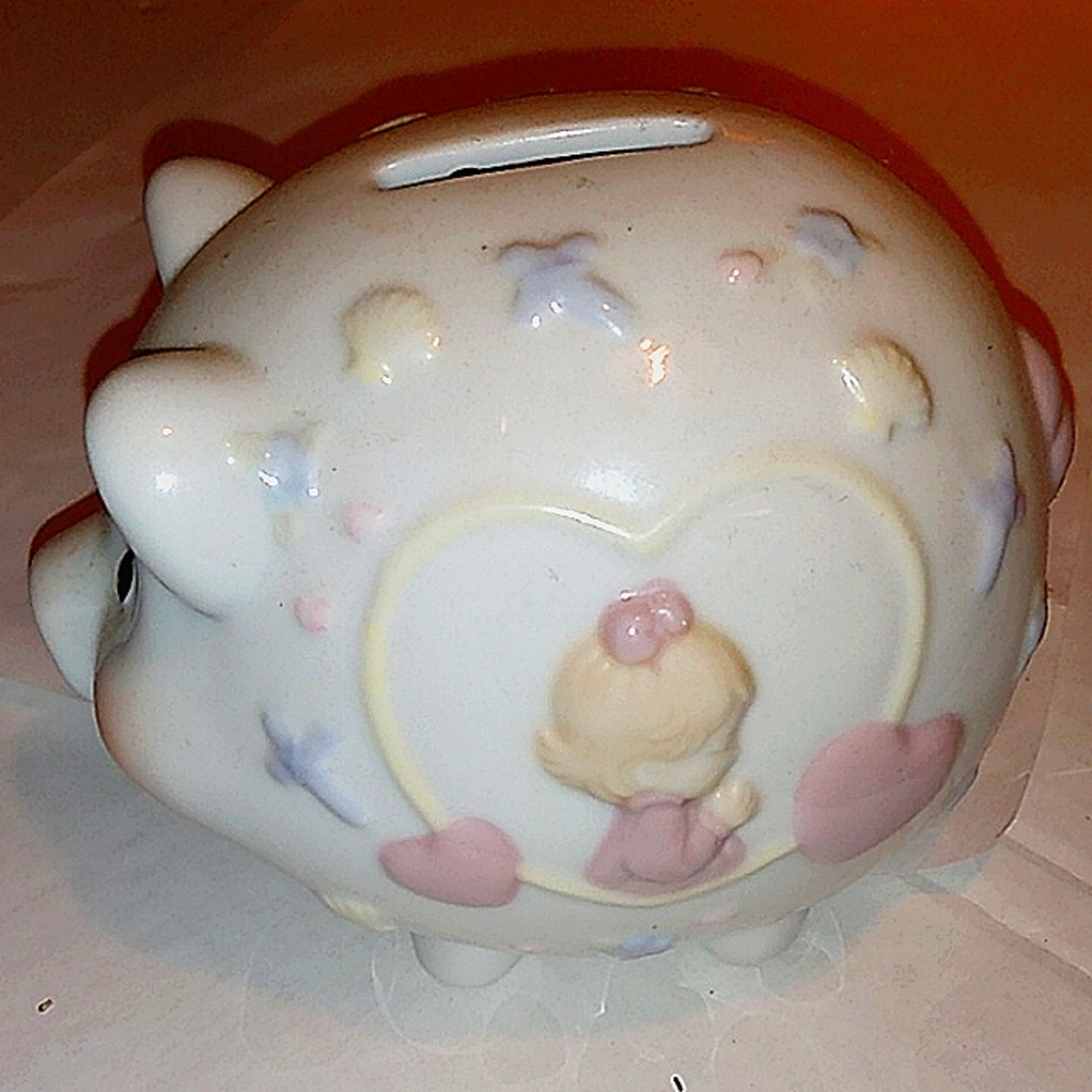 Pink and white piggy bank - Picture 2 of 5